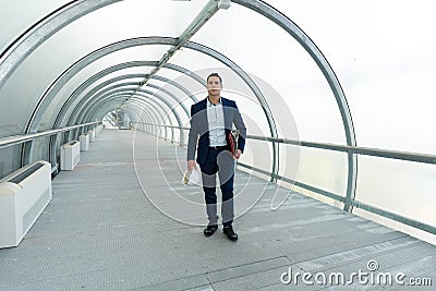 structural engineer walking trough tunnel Stock Photo