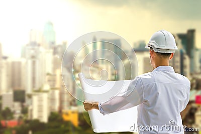 Structural engineers are going to drafted on white paper,on t Stock Photo