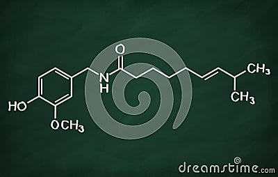 Structural model of Capsaicin Stock Photo