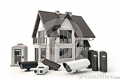 Structural networking and barrier systems in surveillance systems support motion detection for reliable connections and watchful i Cartoon Illustration