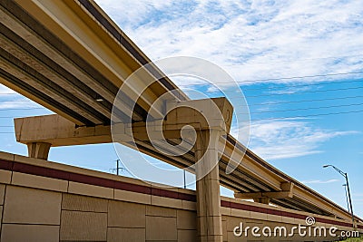 structural roadway. road junction. flyover architecture of transport system. bridge overpass on highway. structural Stock Photo