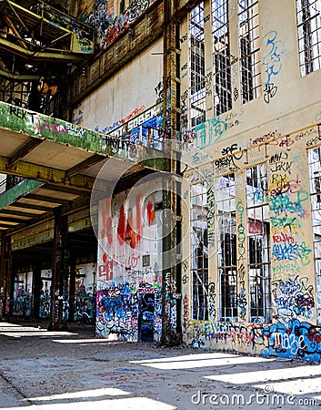 Structural Steel Ruins: Old Power House Editorial Stock Photo