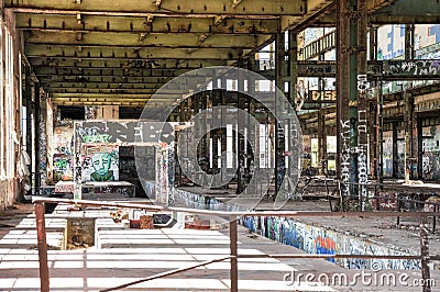 Structural Steel and Tagging: Old Power House Editorial Stock Photo