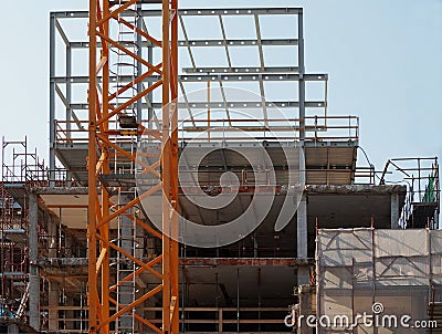 Structural supports and scaffoldings for a complete refurbishment of a building Stock Photo