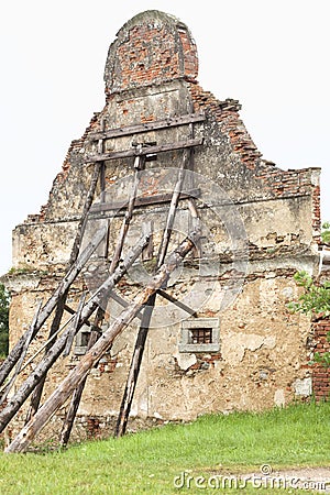 Structural Supports on a Wall of an old Building Stock Photo