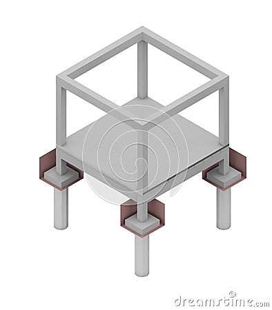 Structure of the building, foundation, and piles supporting up the structure. , Pile supports for loads and the installation of Stock Photo