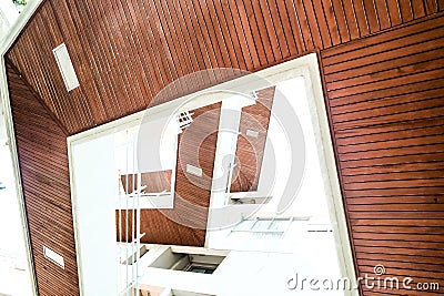 Structure corridor coordinate wood ceiling modern classic desi Stock Photo
