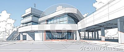 structure design architecture background illustration space form, function aesthetics, construction urban structure Cartoon Illustration