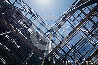 Construction of building on sky background Stock Photo