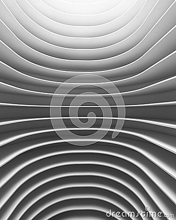 Structure of futuristic empty curve room. Interior design on white background. Sci-fi digital technology concept. 3d abstract pat Cartoon Illustration