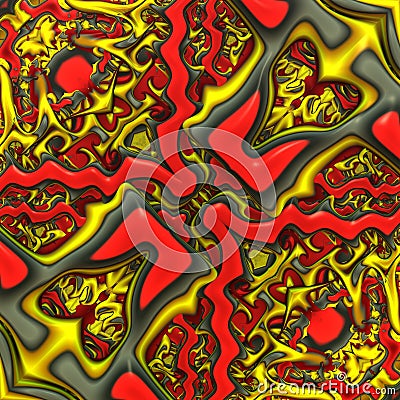 Abstract multicolored figured background. Red, grey and yellow colors. 3d object, 3d illustration. Seamless pattern Cartoon Illustration