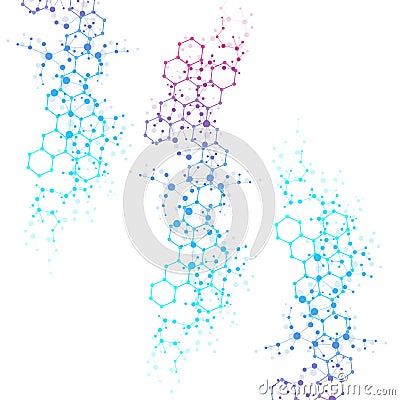 Structure molecule and communication. Dna, atom, neurons. Abstract polygonal structure with connecting dots and lines Vector Illustration