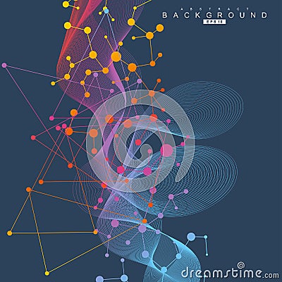 Structure molecule and communication. Dna, atom, neurons. Scientific concept for your design. Connected lines with dots Vector Illustration