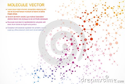 Structure molecule and communication. Dna, atom, neurons. Scientific concept for your design. Connected lines with dots Vector Illustration