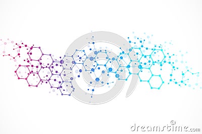 Structure molecule and communication. Dna, atom, neurons. Scientific concept for your design. Connected lines with dots Vector Illustration