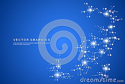 Structure molecule dna and neurons, connected lines with dots, genetic and chemical compounds, vector illustration. Vector Illustration