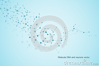 Structure molecule dna and neurons, connected lines with dots, genetic and chemical compounds, vector illustration. Vector Illustration