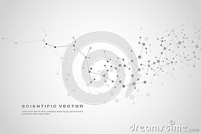 Structure molecule dna and neurons, connected lines with dots, genetic and chemical compounds, vector illustration. Vector Illustration