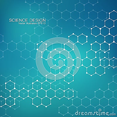 Structure molecule of DNA and neurons. Structural atom. Chemical compounds. Medicine, science, technology concept Vector Illustration