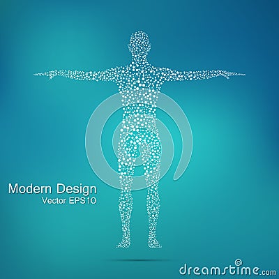 Structure molecule of man. Abstract model human body DNA . Medicine, science and technology. Vector Illustration