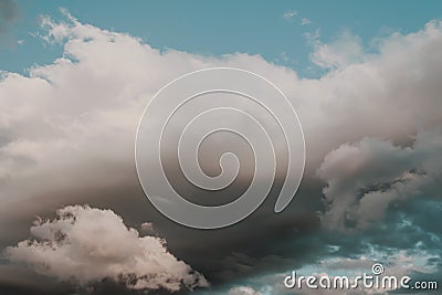 Structure of overcast sky as background. Clouds form texture. Approaching rain front Stock Photo