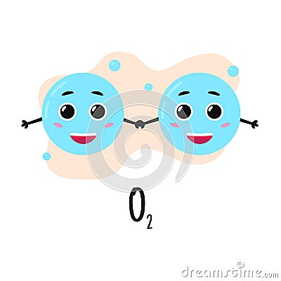 Structure of oxygen molecule Vector Illustration