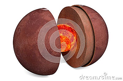 Structure of planet Mars concept, 3D rendering Stock Photo