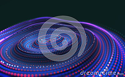 Structured database. Abstract digital wave particle. Digital music background. Sound vibrations. Futuristic dotted wave Cartoon Illustration
