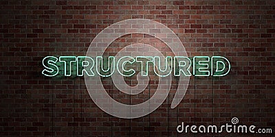 STRUCTURED - fluorescent Neon tube Sign on brickwork - Front view - 3D rendered royalty free stock picture Stock Photo