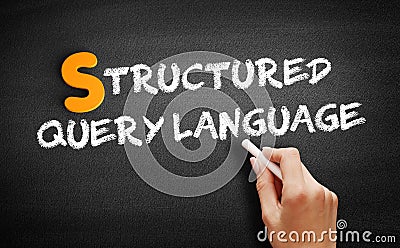 Structured Query Language text on blackboard Stock Photo