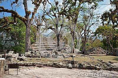 Structures of East court at Copan archaeological site of Maya civilization in Honduras Stock Photo