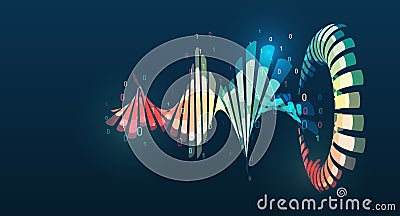 Structuring the flow of information. Data analytics concept. Sorting a large amount of data on a dark background. Big data Vector Illustration