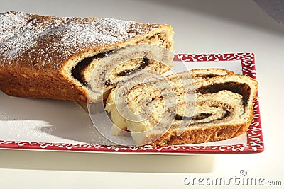 Strudel cake on plate Stock Photo