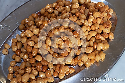 Struffoli . Honey Glazed, Fried Stock Photo