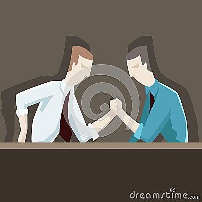 Struggle between blue and white collar workers Vector Illustration