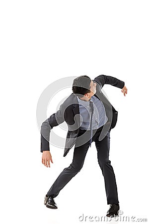 Struggle pose of Asian business man Stock Photo