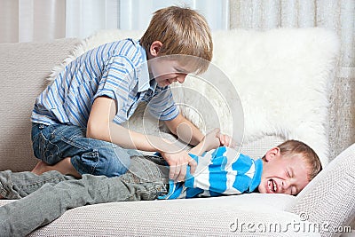 Struggle between two brothers Stock Photo