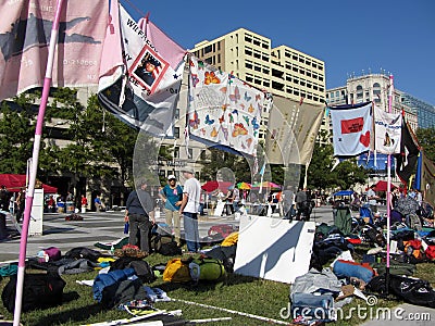Strung Protest Signs Editorial Stock Photo