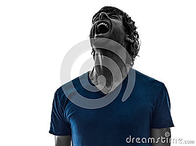 Stubble man shouting portrait silhouette Stock Photo