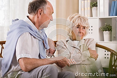 Stubborn elder wife Stock Photo