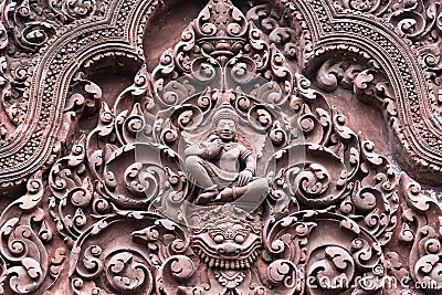 Stucco ancient. Stucco adorn ancient sanctuary. Huay Kaew temple in Lopburi, Thailand Stock Photo