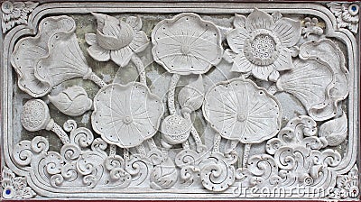 Stucco white sculpture decorative pattern wall design square for Stock Photo