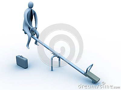 Stuck on the seesaw Stock Photo