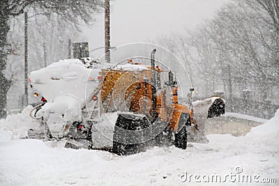 Stuck Snow Plow Stock Photo