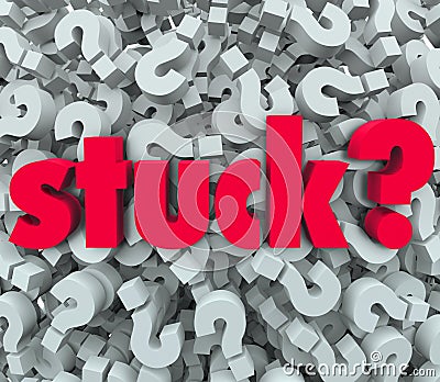 Stuck Word Question Mark Background Caught Problem Stock Photo