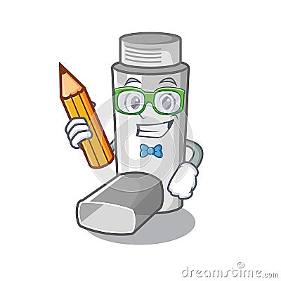 Student asthma inhalers in cartoon medicine box Vector Illustration