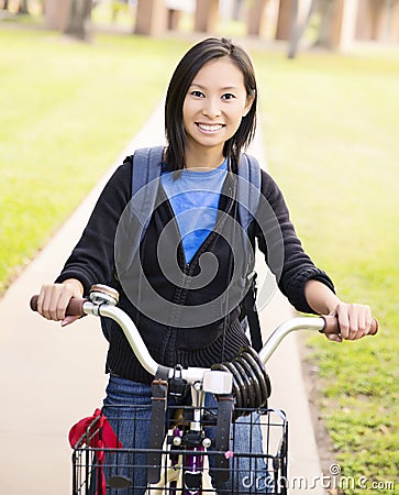 Student with Bike Stock Photo