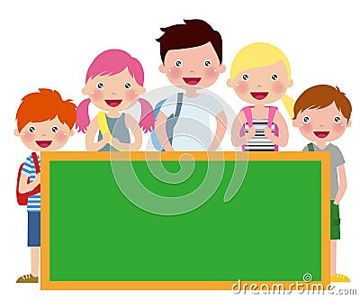 Student and blackboard Vector Illustration