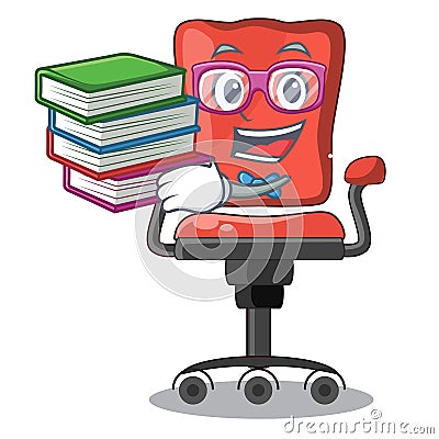 Student with book desk chair office isolated on mascot Vector Illustration