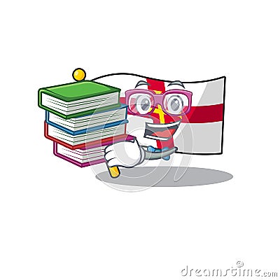 Student with book flags guernsey stored in cartoon drawer Vector Illustration